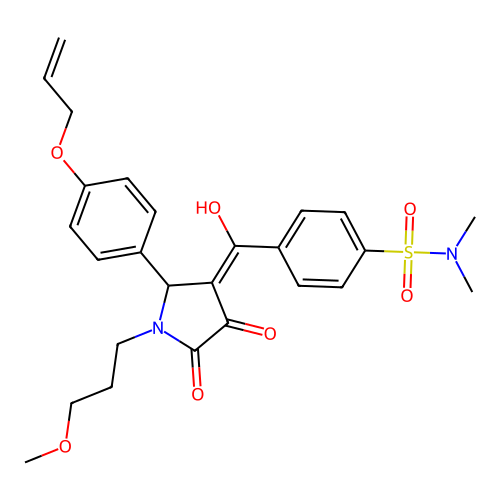 4-(2-(4-(allyloxy)phenyl)-4-hydroxy-1-(3-methoxypropyl)-5-oxo-2,5-dihydro-1H-pyrrole-3-carbonyl)-N,N-dimethylbenzenesulfonamide structure