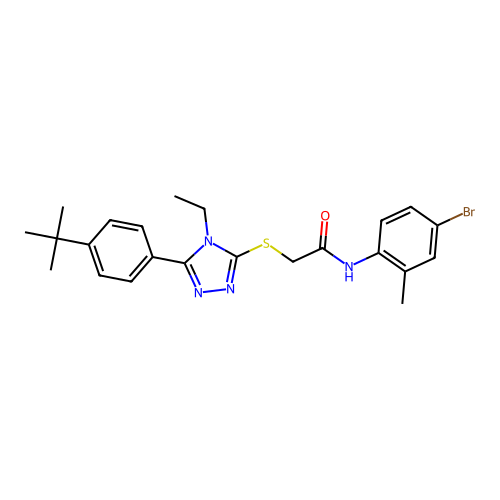 N-(4-bromo-2-methylphenyl)-2-{[5-(4-tert-butylphenyl)-4-ethyl-4H-1,2,4-triazol-3-yl]sulfanyl}acetamide structure