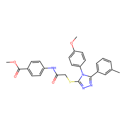Benzoic acid, 4-[[2-[[4-(4-methoxyphenyl)-5-(3-methylphenyl)-4H-1,2,4-triazol-3-yl]thio]acetyl]amino]-, methyl ester structure