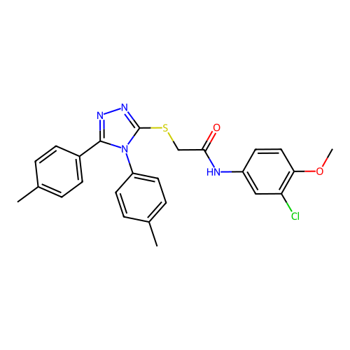 2-{[4,5-bis(4-methylphenyl)-4H-1,2,4-triazol-3-yl]sulfanyl}-N-(3-chloro-4-methoxyphenyl)acetamide structure