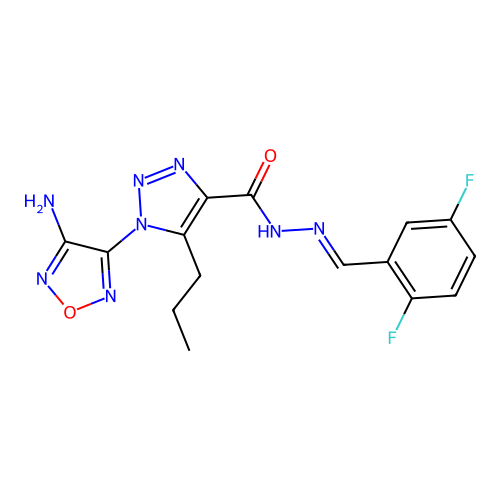 (E)-1-(4-amino-1,2,5-oxadiazol-3-yl)-N'-(2,5-difluorobenzylidene)-5-propyl-1H-1,2,3-triazole-4-carbohydrazide structure
