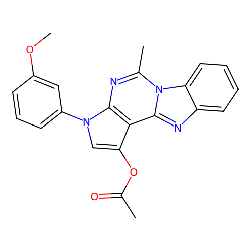 3-(3-methoxyphenyl)-5-methyl-3H-pyrrolo[2',3':4,5]pyrimido[1,6-a]benzimidazol-1-yl acetate structure