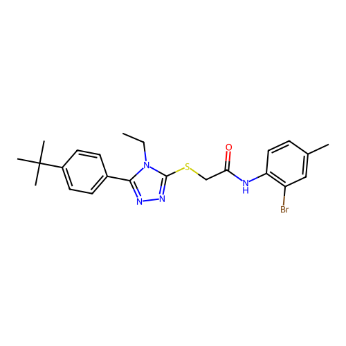 N-(2-bromo-4-methylphenyl)-2-{[5-(4-tert-butylphenyl)-4-ethyl-4H-1,2,4-triazol-3-yl]sulfanyl}acetamide structure