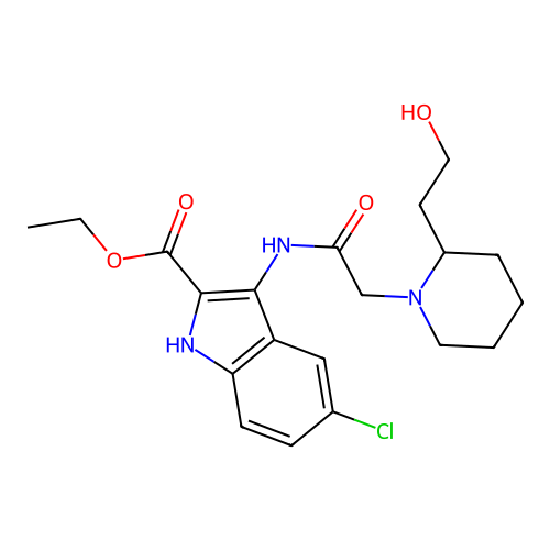 ethyl 5-chloro-3-({[2-(2-hydroxyethyl)piperidin-1-yl]acetyl}amino)-1H-indole-2-carboxylate structure