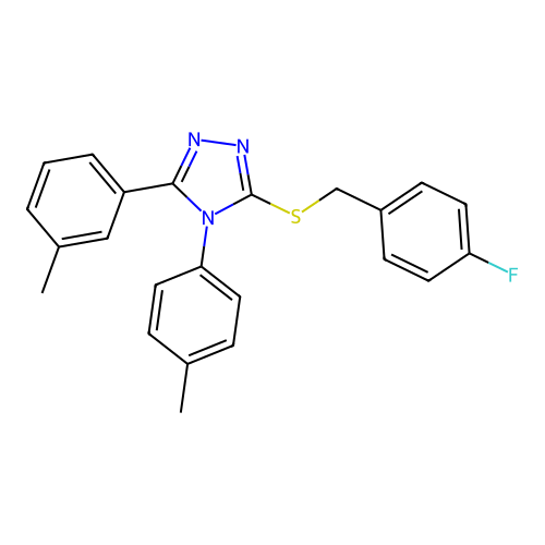 3-[(4-fluorophenyl)methylsulfanyl]-5-(3-methylphenyl)-4-(4-methylphenyl)-1,2,4-triazole structure