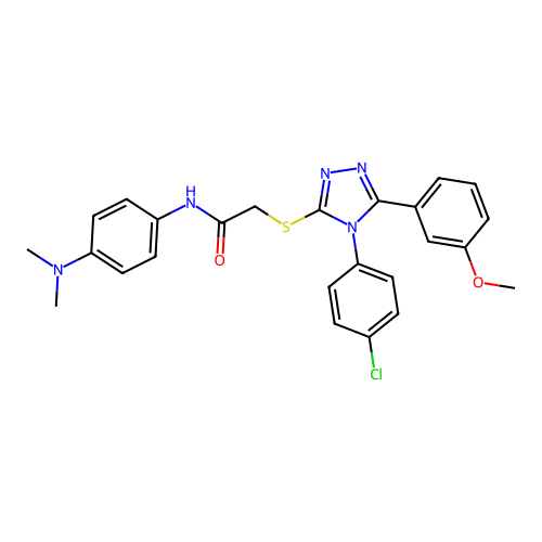 2-{[4-(4-chlorophenyl)-5-(3-methoxyphenyl)-4H-1,2,4-triazol-3-yl]sulfanyl}-N-[4-(dimethylamino)phenyl]acetamide structure