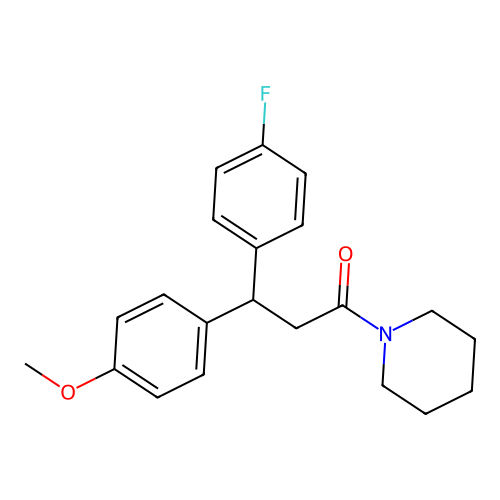 3-(4-Fluorophenyl)-3-(4-methoxyphenyl)-1-(piperidin-1-YL)propan-1-one structure