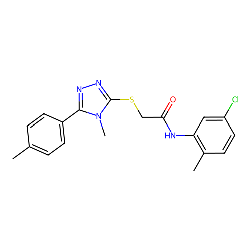 N-(5-chloro-2-methylphenyl)-2-((4-methyl-5-(p-tolyl)-4H-1,2,4-triazol-3-yl)thio)acetamide structure
