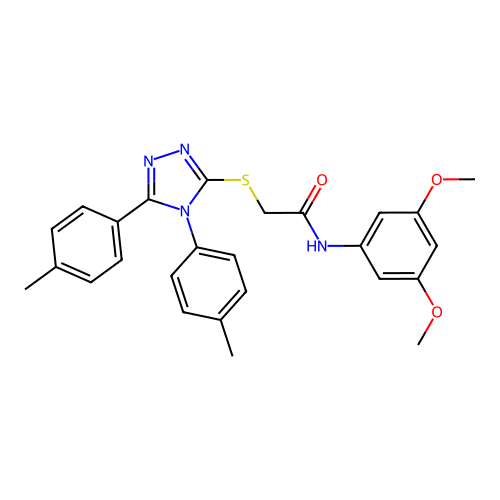 2-[[4,5-bis(4-methylphenyl)-1,2,4-triazol-3-yl]sulfanyl]-N-(3,5-dimethoxyphenyl)acetamide structure