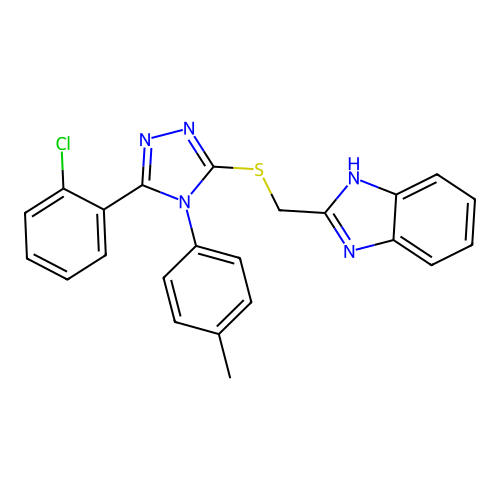 5-(benzimidazol-2-ylmethylthio)-3-(2-chlorophenyl)-4-(4-methylphenyl)-1,2,4-tr iazole structure