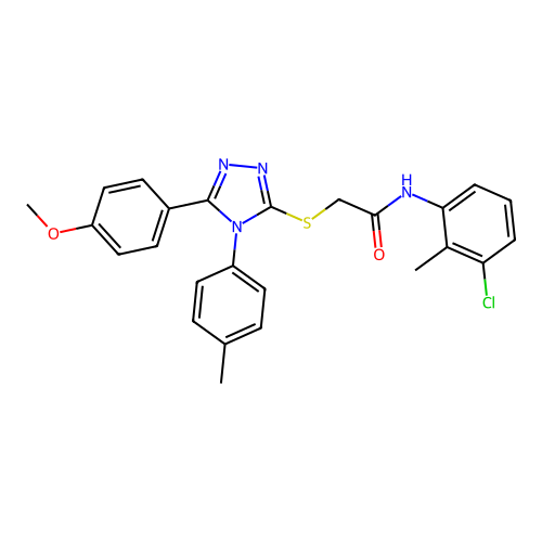 N-(3-chloro-2-methylphenyl)-2-{[5-(4-methoxyphenyl)-4-(4-methylphenyl)-4H-1,2,4-triazol-3-yl]sulfanyl}acetamide structure