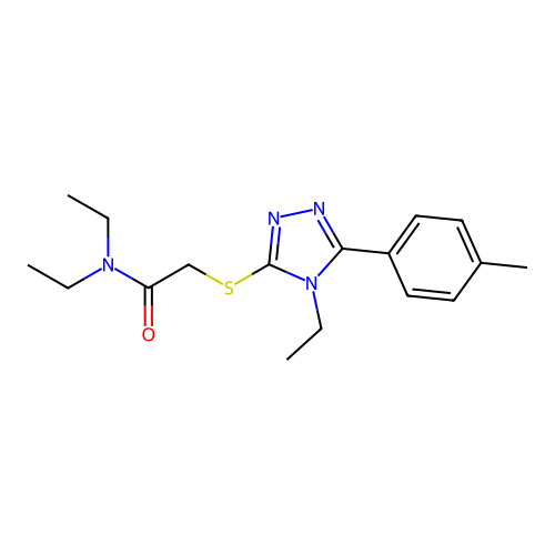 N,N-diethyl-2-{[4-ethyl-5-(4-methylphenyl)-4H-1,2,4-triazol-3-yl]sulfanyl}acetamide structure