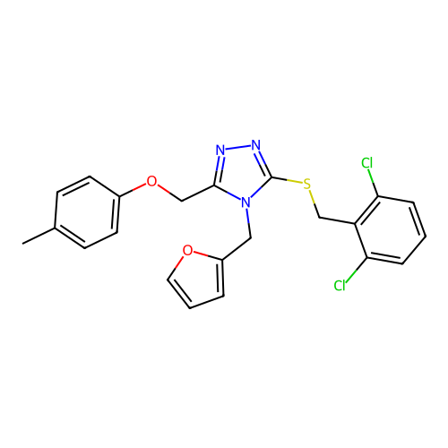 1-({5-[(2,6-dichlorophenyl)methylthio]-4-(2-furylmethyl)(1,2,4-triazol-3-yl)}m ethoxy)-4-methylbenzene structure