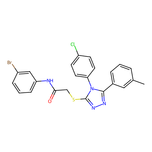 N-(3-bromophenyl)-2-[[4-(4-chlorophenyl)-5-(3-methylphenyl)-1,2,4-triazol-3-yl]sulfanyl]acetamide structure