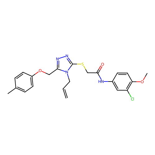 2-((4-allyl-5-((p-tolyloxy)methyl)-4H-1,2,4-triazol-3-yl)thio)-N-(3-chloro-4-methoxyphenyl)acetamide structure