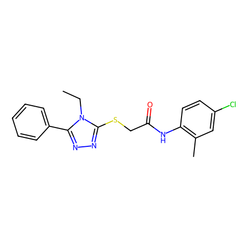 N-(4-chloro-2-methylphenyl)-2-[(4-ethyl-5-phenyl-4H-1,2,4-triazol-3-yl)sulfanyl]acetamide structure