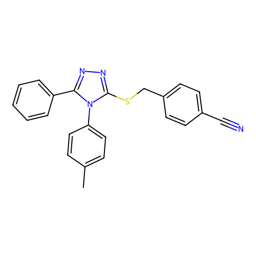 4-({[4-(4-methylphenyl)-5-phenyl-4H-1,2,4-triazol-3-yl]sulfanyl}methyl)benzonitrile structure