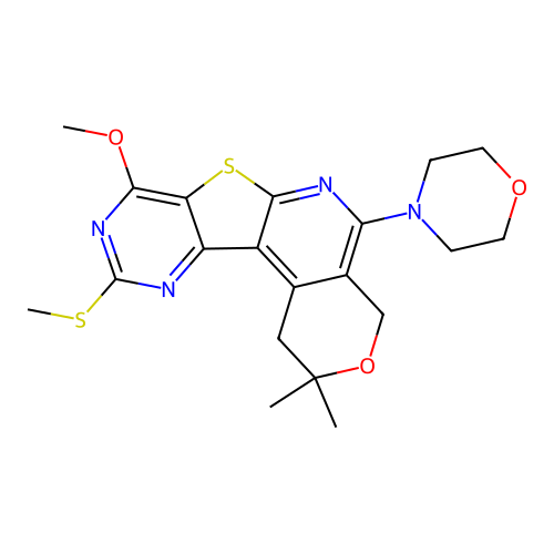 8-methoxy-2,2-dimethyl-10-(methylsulfanyl)-5-(morpholin-4-yl)-1,4-dihydro-2H-pyrano[4'',3'':4',5']pyrido[3',2':4,5]thieno[3,2-d]pyrimidine structure