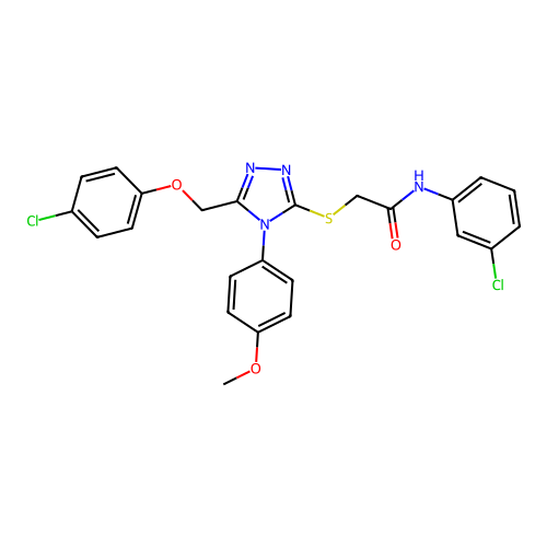 2-((5-((4-chlorophenoxy)methyl)-4-(4-methoxyphenyl)-4H-1,2,4-triazol-3-yl)thio)-N-(3-chlorophenyl)acetamide structure