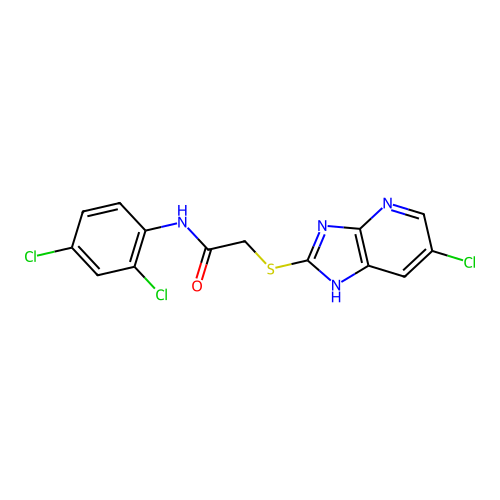 2-[(6-chloro-1H-imidazo[4,5-b]pyridin-2-yl)sulfanyl]-N-(2,4-dichlorophenyl)acetamide structure