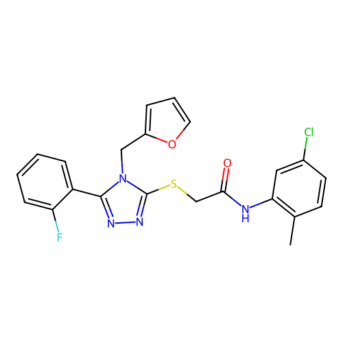 N-(5-chloro-2-methylphenyl)-2-{[5-(2-fluorophenyl)-4-(furan-2-ylmethyl)-4H-1,2,4-triazol-3-yl]sulfanyl}acetamide structure