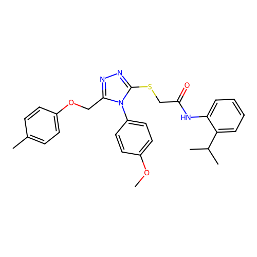 2-({4-(4-methoxyphenyl)-5-[(4-methylphenoxy)methyl]-4H-1,2,4-triazol-3-yl}sulfanyl)-N-[2-(propan-2-yl)phenyl]acetamide structure