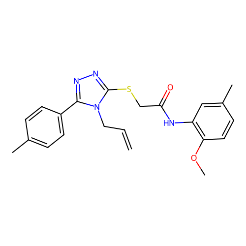 N-(2-methoxy-5-methylphenyl)-2-{[5-(4-methylphenyl)-4-(prop-2-en-1-yl)-4H-1,2,4-triazol-3-yl]sulfanyl}acetamide structure