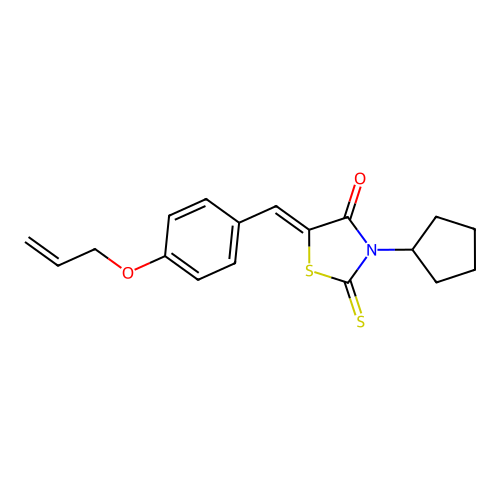 (5Z)-3-cyclopentyl-5-[4-(prop-2-en-1-yloxy)benzylidene]-2-thioxo-1,3-thiazolidin-4-one structure