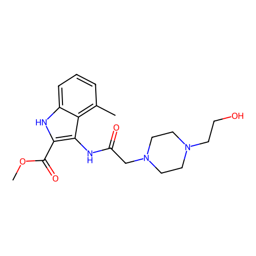 Methyl 3-[[2-[4-(2-hydroxyethyl)piperazin-1-yl]acetyl]amino]-4-methyl-1H-indole-2-carboxylate structure