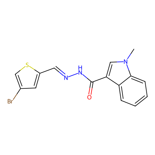 N'-[(E)-(4-bromothiophen-2-yl)methylidene]-1-methyl-1H-indole-3-carbohydrazide structure