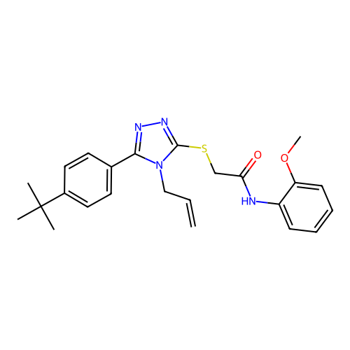 2-((4-allyl-5-(4-(tert-butyl)phenyl)-4H-1,2,4-triazol-3-yl)thio)-N-(2-methoxyphenyl)acetamide structure