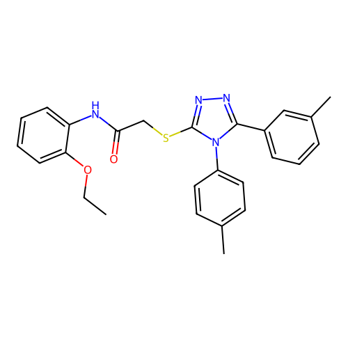 N-(2-ethoxyphenyl)-2-[[5-(3-methylphenyl)-4-(4-methylphenyl)-1,2,4-triazol-3-yl]sulfanyl]acetamide structure