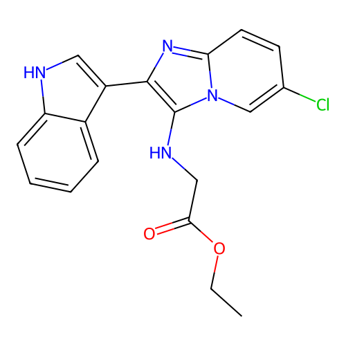 ethyl 2-((6-chloro-2-(1H-indol-3-yl)imidazo[1,2-a]pyridin-3-yl)amino)acetate structure