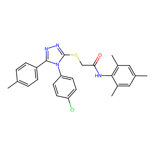 2-{[4-(4-chlorophenyl)-5-(4-methylphenyl)-4H-1,2,4-triazol-3-yl]sulfanyl}-N-(2,4,6-trimethylphenyl)acetamide structure
