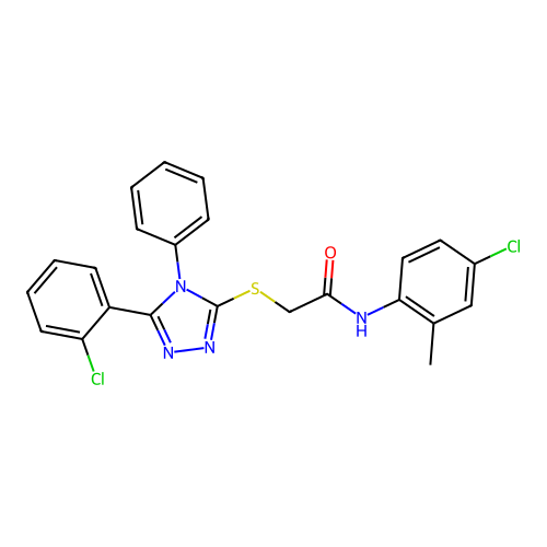 N-(4-chloro-2-methylphenyl)-2-{[5-(2-chlorophenyl)-4-phenyl-4H-1,2,4-triazol-3-yl]sulfanyl}acetamide structure