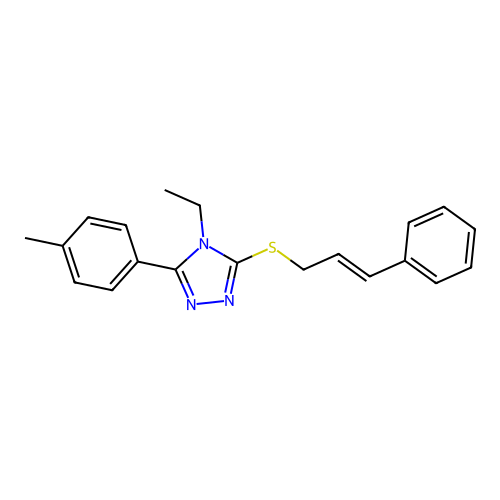 3-(cinnamylthio)-4-ethyl-5-(p-tolyl)-4H-1,2,4-triazole structure