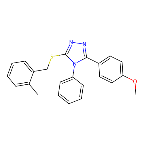 3-(4-methoxyphenyl)-5-[(2-methylphenyl)methylsulfanyl]-4-phenyl-1,2,4-triazole structure