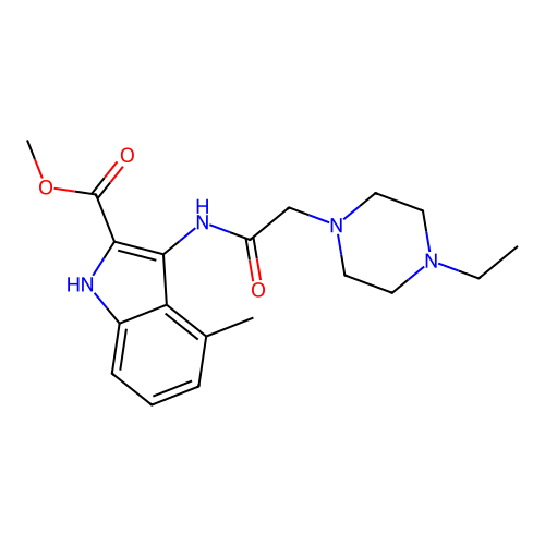 methyl 3-{[(4-ethylpiperazin-1-yl)acetyl]amino}-4-methyl-1H-indole-2-carboxylate structure