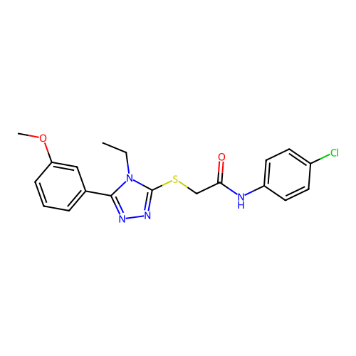 N-(4-chlorophenyl)-2-{[4-ethyl-5-(3-methoxyphenyl)-4H-1,2,4-triazol-3-yl]sulfanyl}acetamide structure