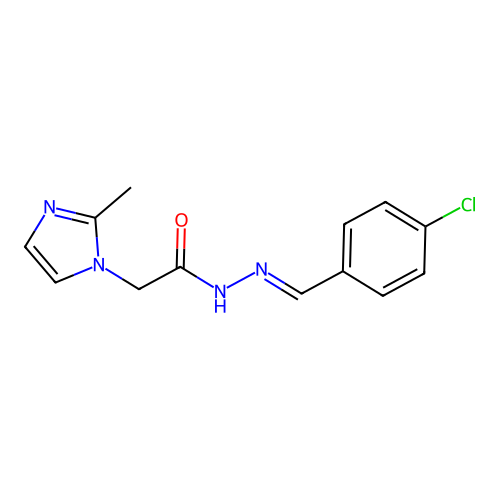(E)-N'-(4-chlorobenzylidene)-2-(2-methyl-1H-imidazol-1-yl)acetohydrazide structure