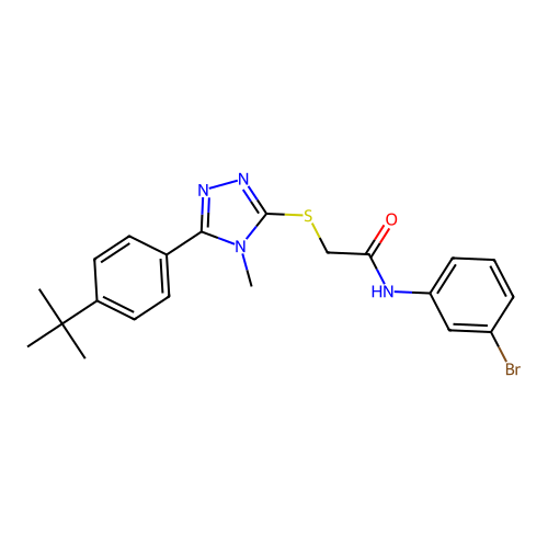 N-(3-bromophenyl)-2-{[5-(4-tert-butylphenyl)-4-methyl-4H-1,2,4-triazol-3-yl]sulfanyl}acetamide structure