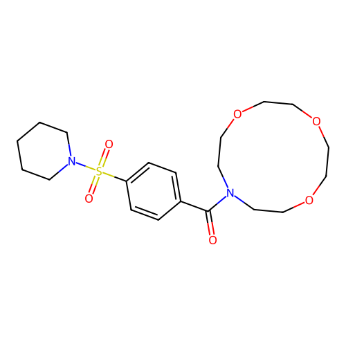 (4-(piperidin-1-ylsulfonyl)phenyl)(1,4,7-trioxa-10-azacyclododecan-10-yl)methanone structure