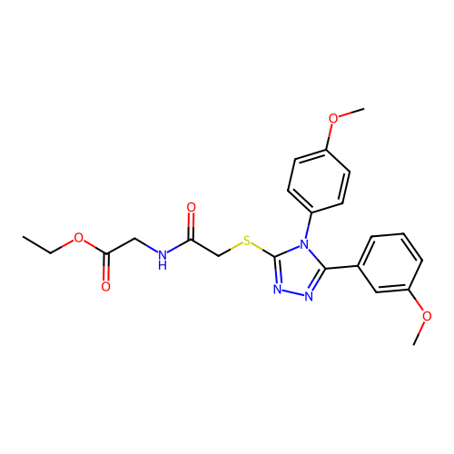 ethyl 2-(2-((5-(3-methoxyphenyl)-4-(4-methoxyphenyl)-4H-1,2,4-triazol-3-yl)thio)acetamido)acetate structure