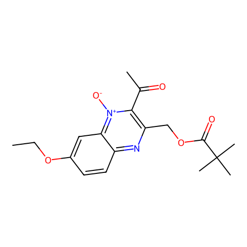 2-Acetyl-7-ethoxy-3-((pivaloyloxy)methyl)quinoxaline 1-oxide structure