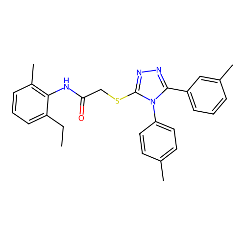 N-(2-ethyl-6-methylphenyl)-2-{[5-(3-methylphenyl)-4-(4-methylphenyl)-4H-1,2,4-triazol-3-yl]sulfanyl}acetamide structure