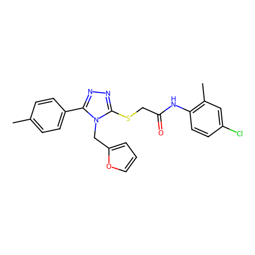 N-(4-chloro-2-methylphenyl)-2-{[4-(furan-2-ylmethyl)-5-(4-methylphenyl)-4H-1,2,4-triazol-3-yl]sulfanyl}acetamide structure