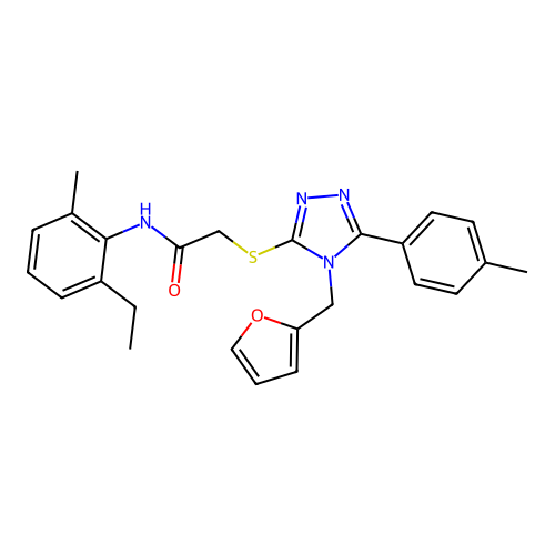 N-(2-ethyl-6-methylphenyl)-2-((4-(furan-2-ylmethyl)-5-(p-tolyl)-4H-1,2,4-triazol-3-yl)thio)acetamide structure