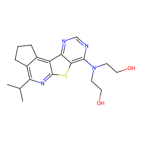 2,2'-((4-isopropyl-2,3-dihydro-1H-cyclopenta[4',5']pyrido[3',2':4,5]thieno[3,2-d]pyrimidin-7-yl)azanediyl)diethanol structure