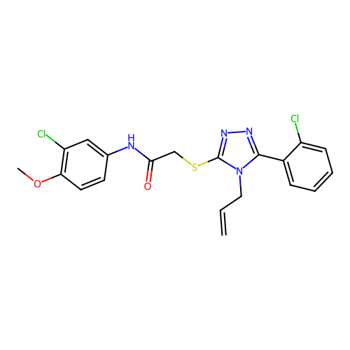 N-(3-chloro-4-methoxyphenyl)-2-{[5-(2-chlorophenyl)-4-(prop-2-en-1-yl)-4H-1,2,4-triazol-3-yl]sulfanyl}acetamide structure