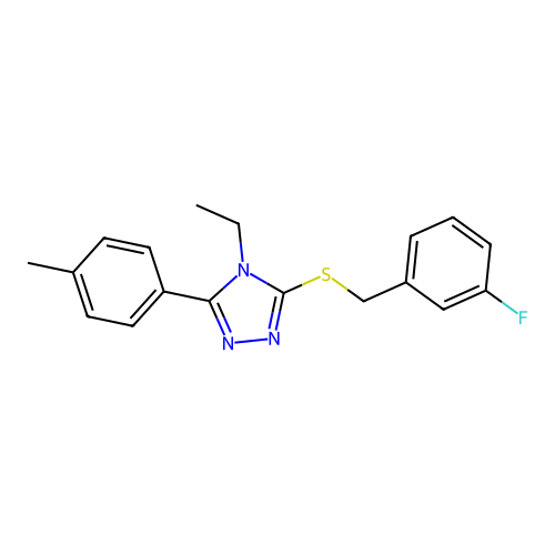 4-Ethyl-3-[(3-fluorophenyl)methylsulfanyl]-5-(4-methylphenyl)-1,2,4-triazole structure